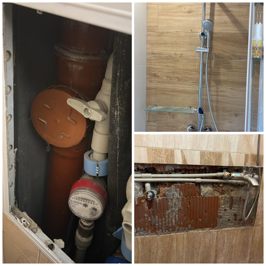 Клиентът имаше скрит теч в банята, който създаваше влага и риск от по-сериозни щети. Направихме оглед и локализирахме проблема, отворихме внимателно достъп до инсталацията, отстранихме спуканата тръба и възстановихме връзките. След ремонта – тест под налягане и проверка за течове, за да сме сигурни, че всичко е наред.