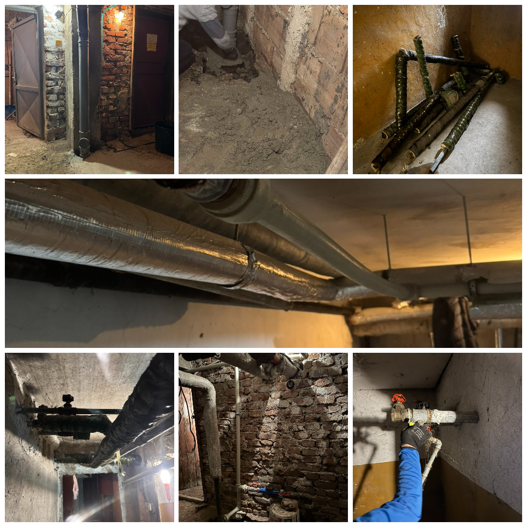 Извършихме подмяна на компрометирани участъци от тръбния път, които създаваха риск от течове и проблеми в системата. След демонтаж и достъп до трасето, сменихме тръбите и връзките с нови, направихме надеждно уплътняване и фиксиране, след което тествахме инсталацията за течове и правилна работа.
Най-важното: след ремонта възстановихме обекта – запълване, укрепване и привеждане на мястото във вид, готов за довършителни работи.